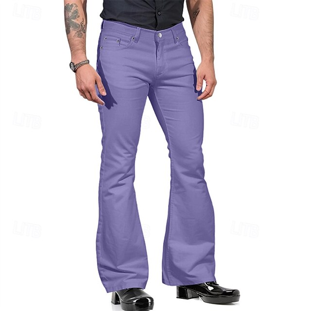 Flared Buttons Trousers Casual Pants Pocket Men's