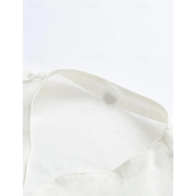 Shirt Summer Band Linen Collar Men's
