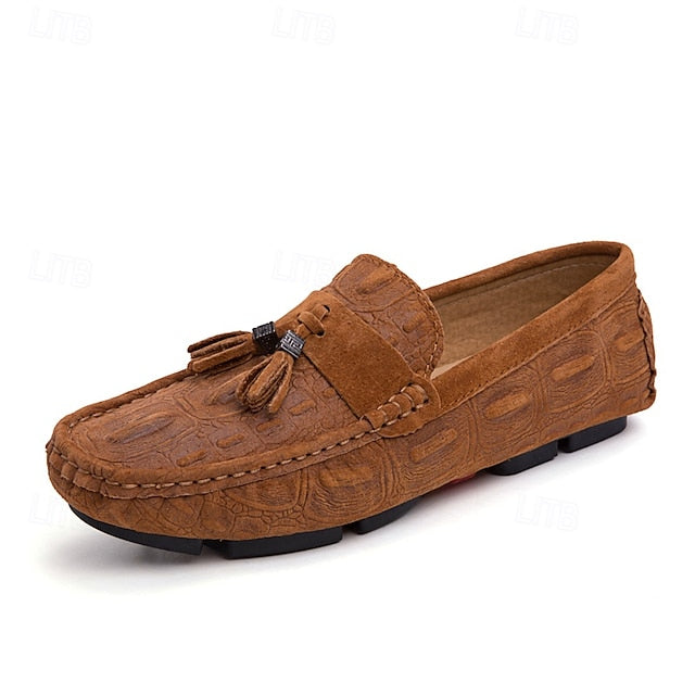 Tassel Men's and Faux with Loafers Brown Suede Detail