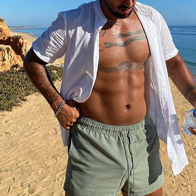 Button Shirt Beach Summer Casual Men's Up