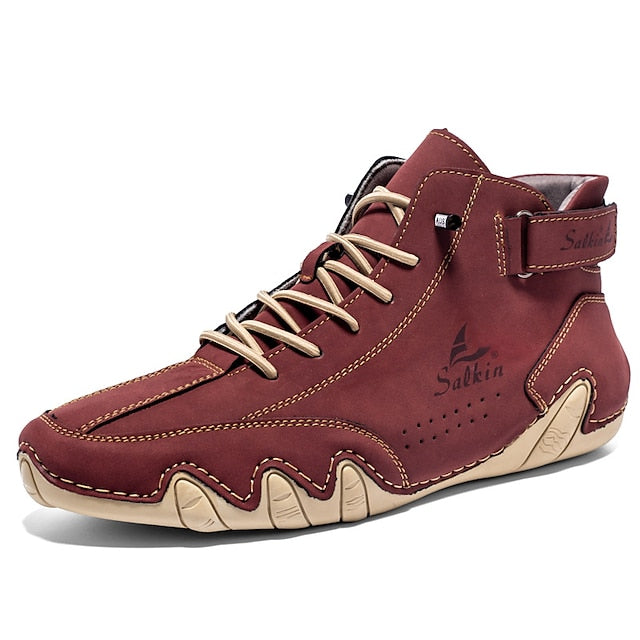 Teal Stylish Handmade Men's High-Top Lace-Up - Boots Suede