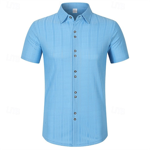 Summer Men's Shirt Button Up Beach Casual
