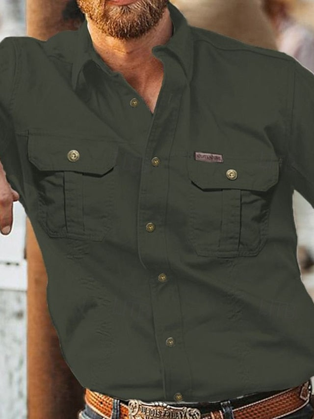 Men's Navy Blue Work Cargo Shirts Workwear Shirt
