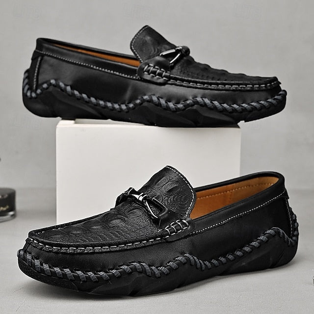 Faux - with Leather Detail Men's White Moccasins Tassel