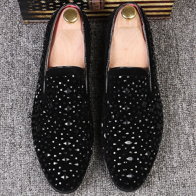 Loafers – Gothic and Prom Velvet Men's Studded Black
