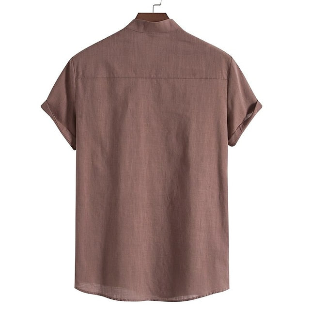 Chinese White Shirt Men's Cotton Linen Collar