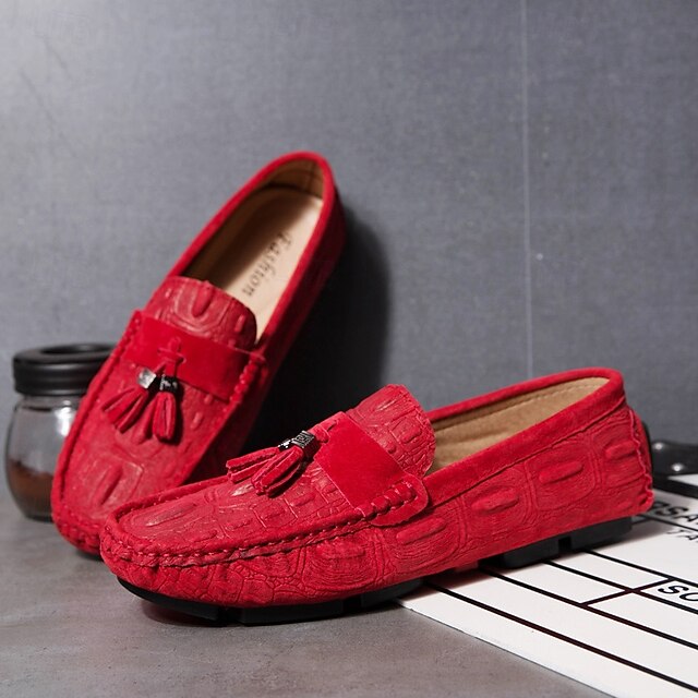 Tassel Men's and Faux with Loafers Brown Suede Detail