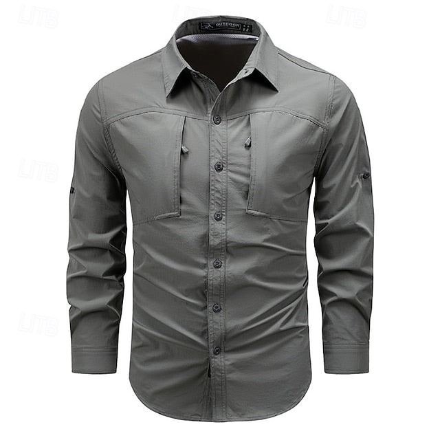 Up Casual Summer Cargo Shirt Men's Button