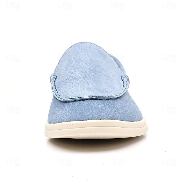 Slip-On Breathable Men's Faux – Casual Light Blue Loafers