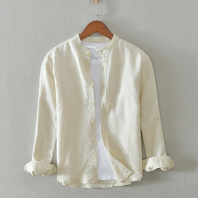 Button Up Linen Shirt Casual Cotton Men's