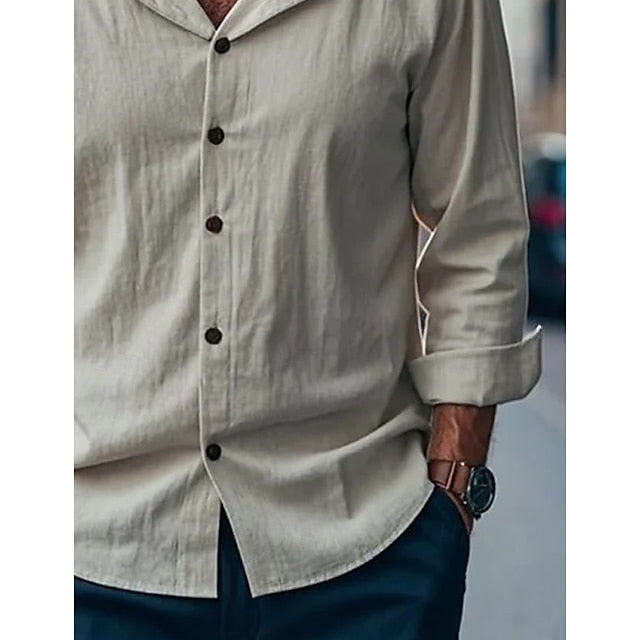 Men's White Cotton Shirt Linen
