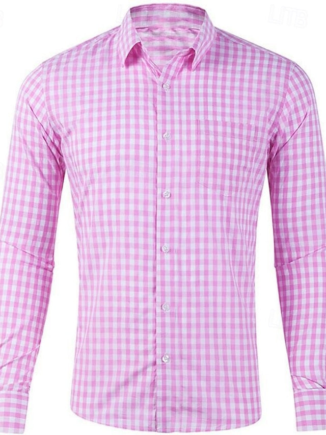 Men's Shirt Shirts Casual Button Checked Up