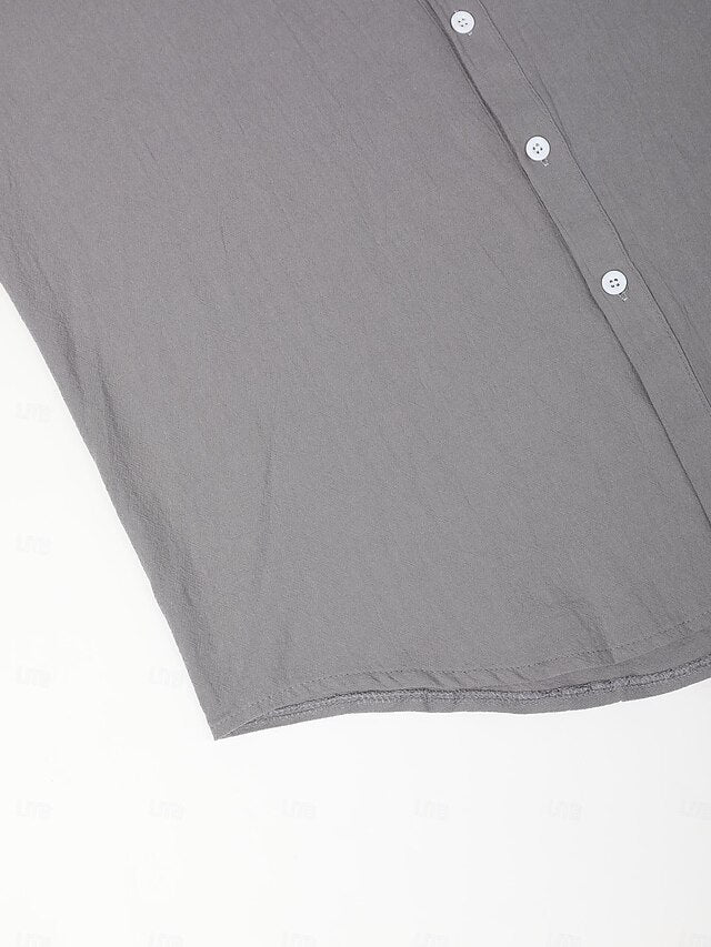 Up Summer Black Shirt Button Casual Men's