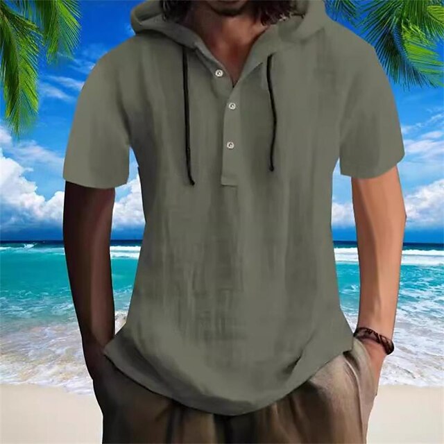 Plain Casual Popover Cotton Men's Shirt