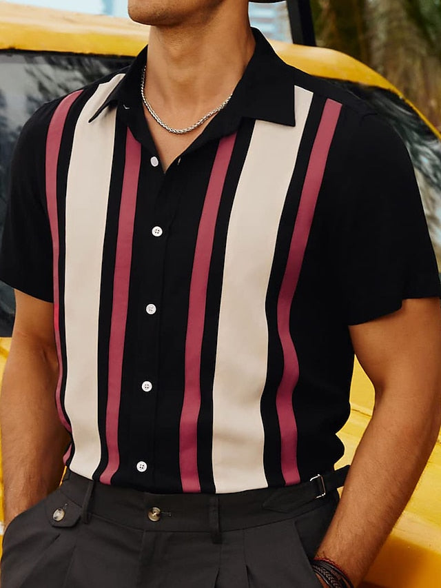 Bowling Men's Summer Button Shirt Casual