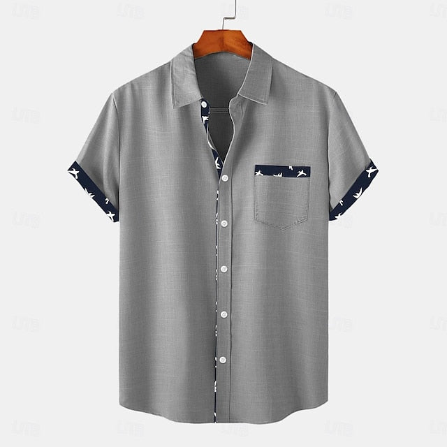 Summer Shirt Men's Up Button Beach Wear Linen