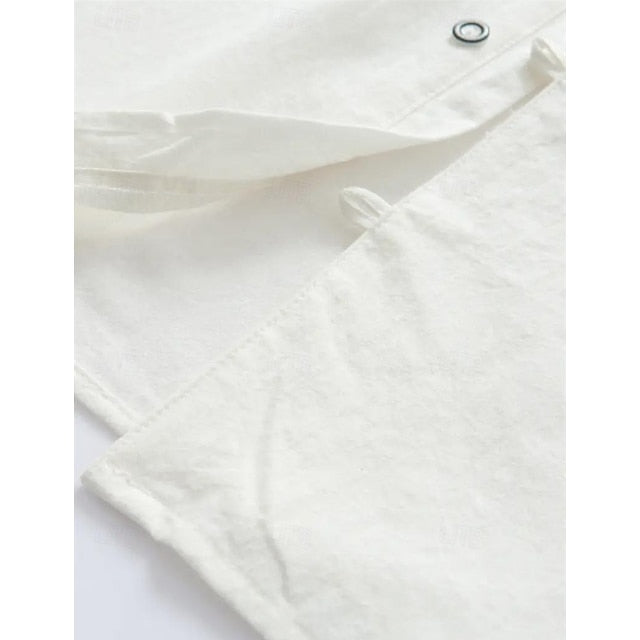 Shirt Summer Band Linen Collar Men's