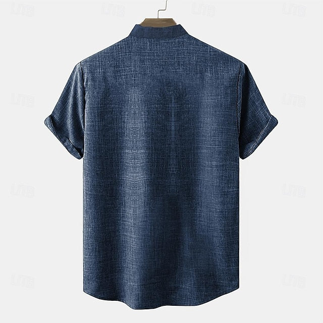Vintage Linen Retro Men's Shirts Henley Shirt
