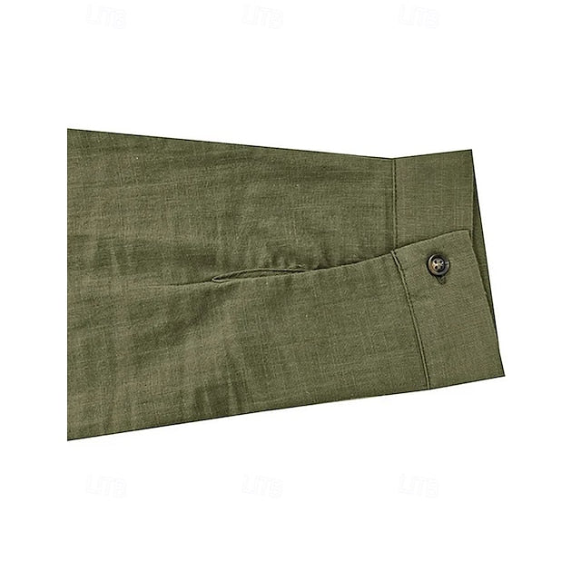 Band Linen Collar Popover Men's Shirt