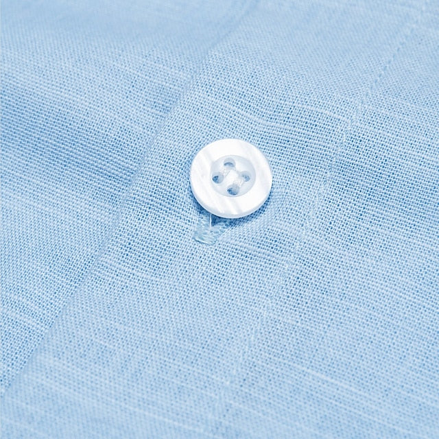 Summer Shirt Wear Beach Up Button Men's Linen