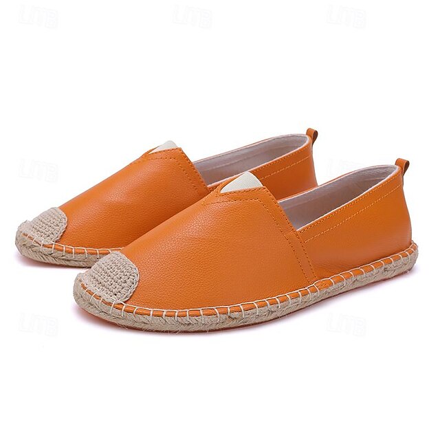 Slip-On Chic Style with Espadrilles: Leather Women's Orange