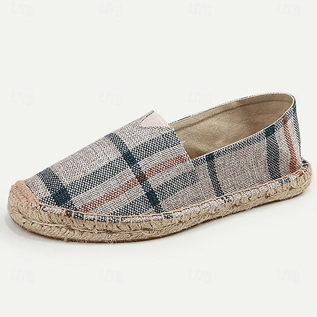 Men's Plaid Summer Canvas Slip-On - Comfortable Espadrilles