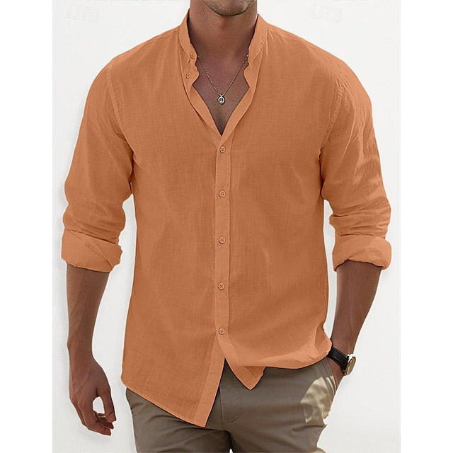 Shirt Band Wear Collar Summer Beach Men's
