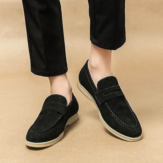 Loafers Slip-On Men's Comfortable Beige – Casual Suede