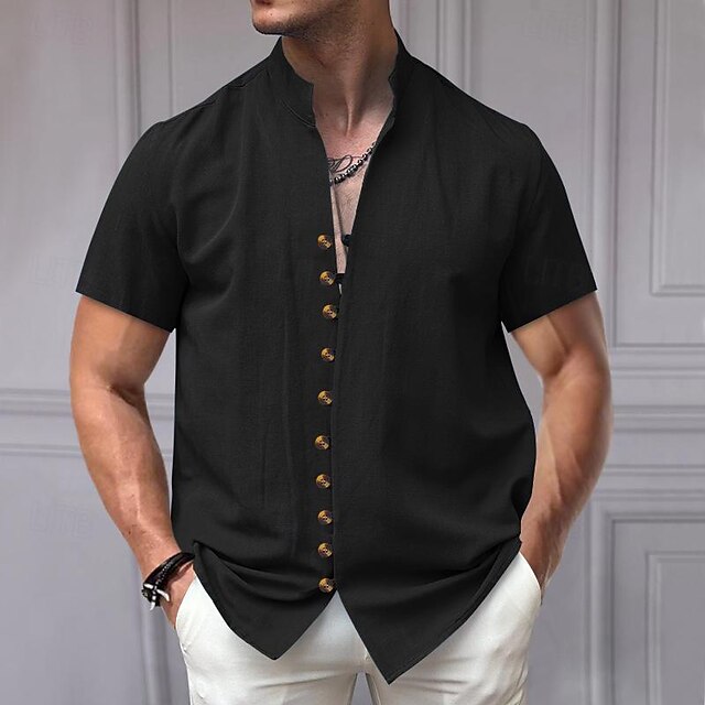 Mandarin Chinese Linen Men's Collar Shirt