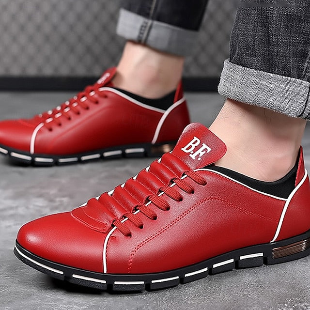 Faux Red Stylish Casual Leather – Sneakers Men's