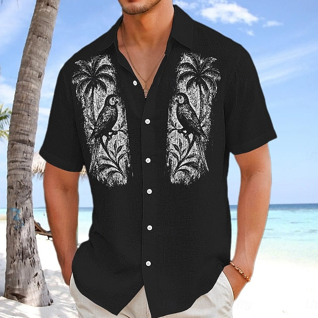 Shirt Button Summer Men's Up Beach Wear Linen