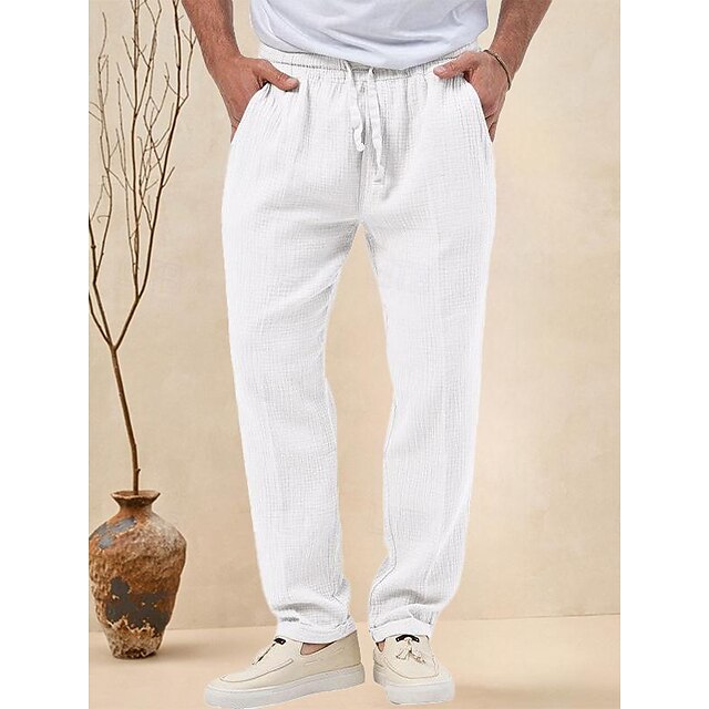 Seersucker Shorts Men's Trousers Beach Pants Casual