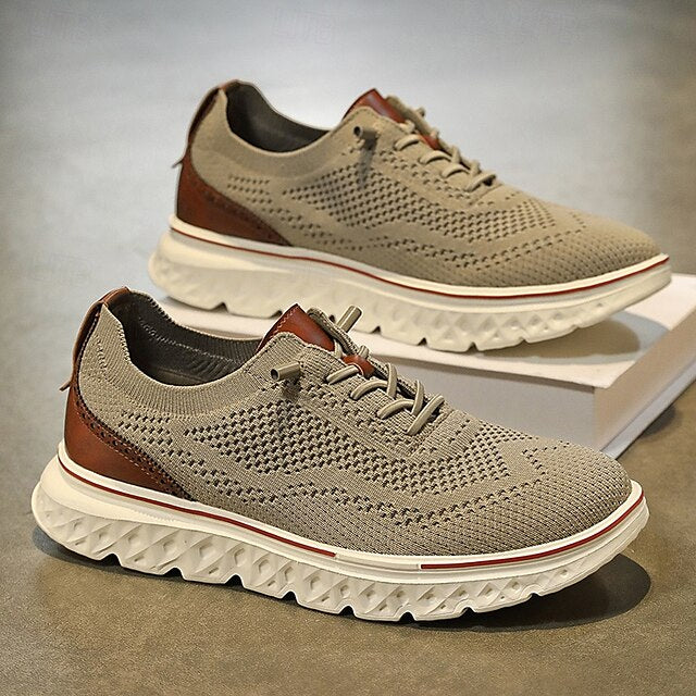 Breathable Men's Sneakers – Lightweight Knit Lace-Up
