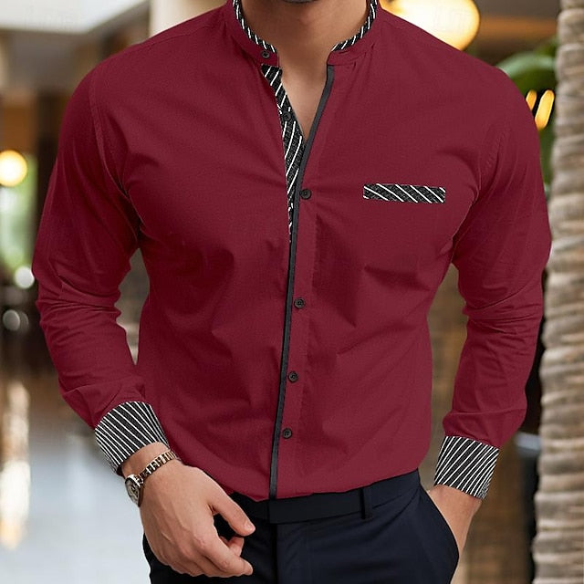 Men's Band Dress Summer Collar Shirt