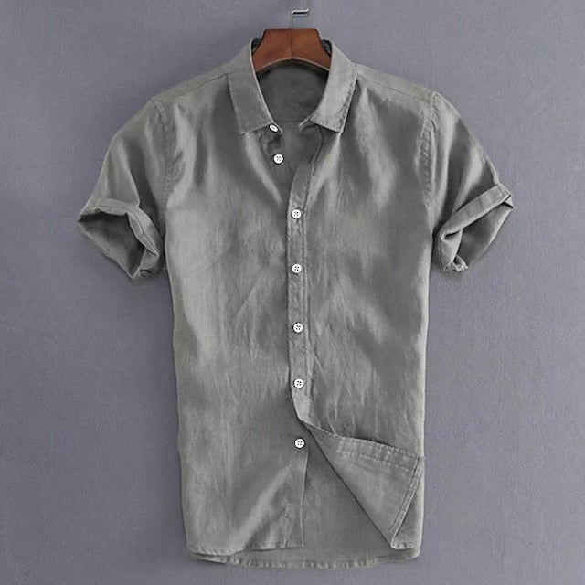 Summer Up Linen Wear Shirt Button Men's Beach
