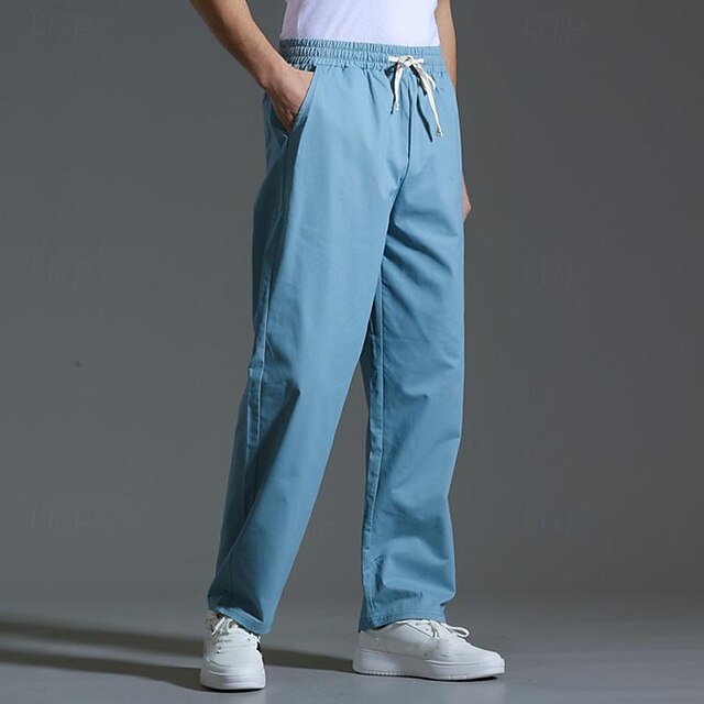 Drawstring Pocket Trousers Pants Casual Men's Waist Elastic