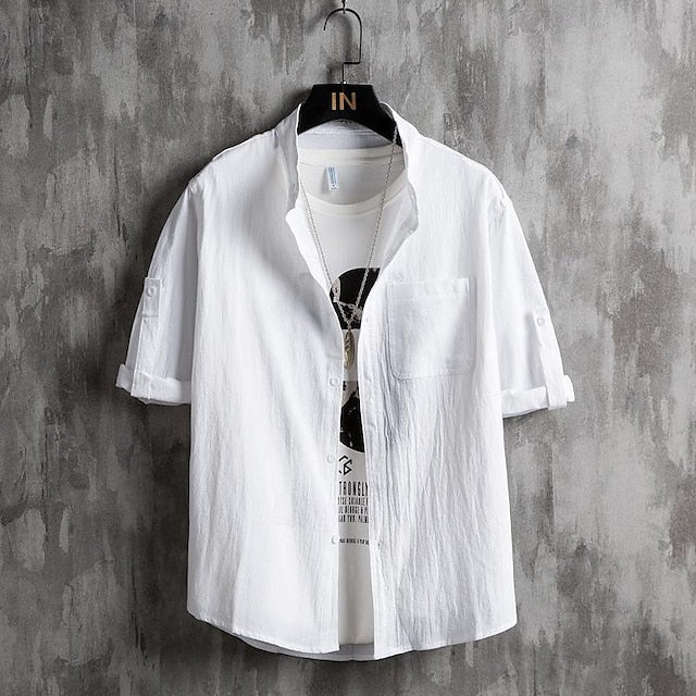 Chinese Collar Mandarin Shirt Men's