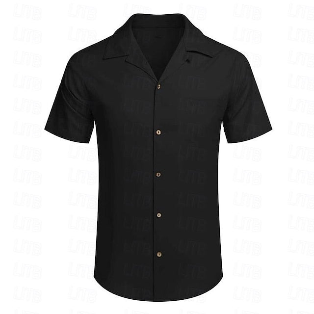 Men's Shirt Summer Black Button Wear Beach Up