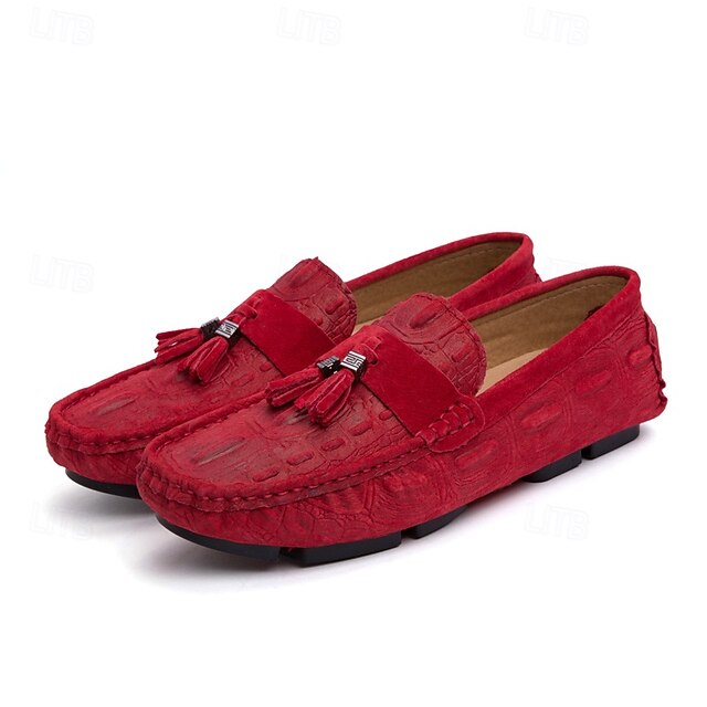 Tassel Men's and Faux with Loafers Brown Suede Detail