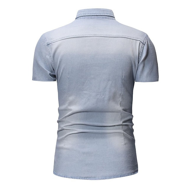 Button Shirt Chambray Summer Men's Jeans