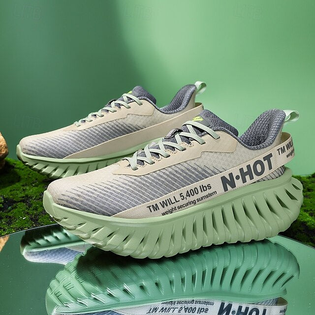 Beige Green and with Light Sneakers Running Men's