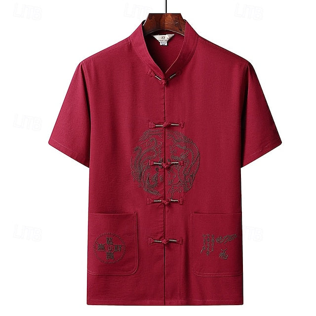 Up Beach Summer Shirt Casual Button Men's