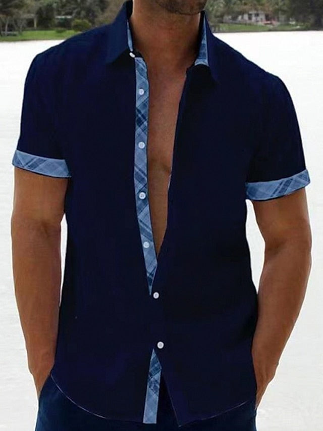 Button Summer Men's Beach Up Shirt Plain Wear