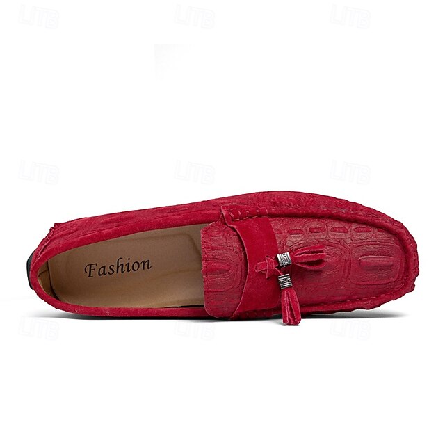 Tassel Men's and Faux with Loafers Brown Suede Detail