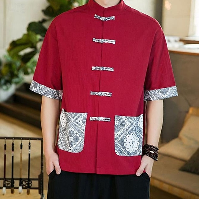 Casual Men's Shirt Cotton Button Up Linen