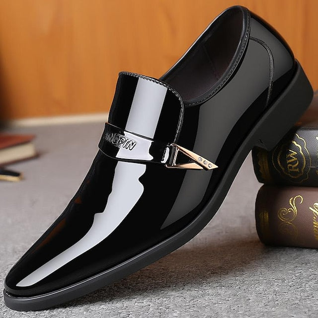 Shoes Pattern Men's Crocodile Patent Leather Dress Black