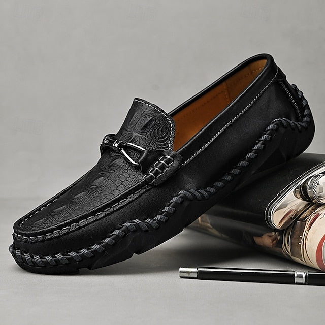 Faux - with Leather Detail Men's White Moccasins Tassel
