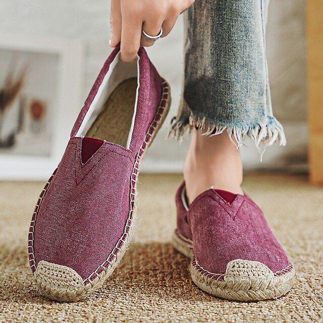 Shoes Slip-On Men's Rope with Canvas Red Espadrille Jute