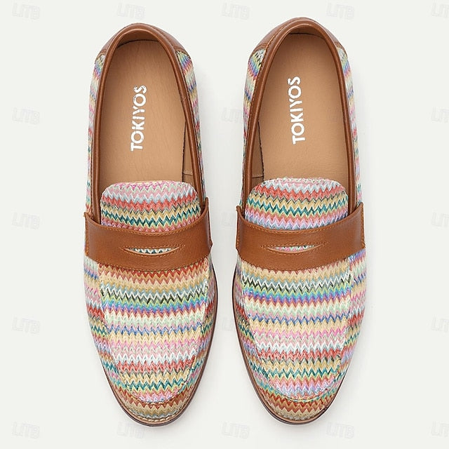 with Multicolor Loafers Woven Men's Slip-On Nylon