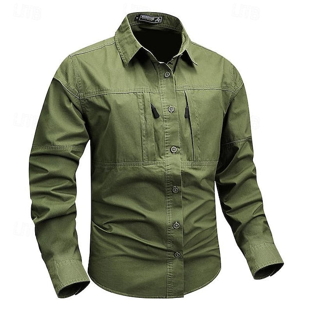 Button Men's Casual Workwear Work Shirts Shirt